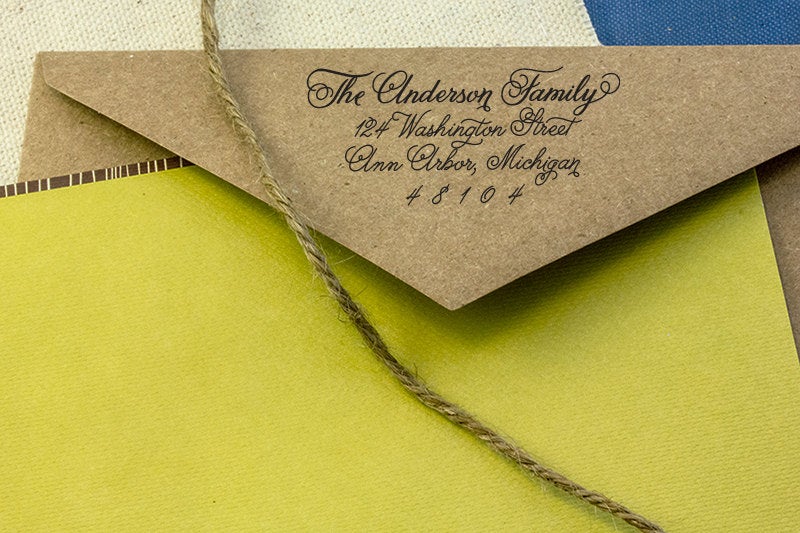 Return Address Stamp, Calligraphy Custom Stamp, Personalized Stamp, Wedding Gift, or DIYer Gift. Custom Rubber Stamp 2x1