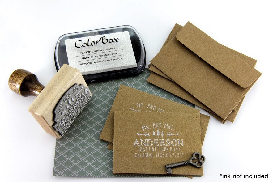Return Address Stamp, Calligraphy Custom Stamp, Personalized Stamp, Wedding Gift, or DIYer Gift. Custom Rubber Stamp 2x1